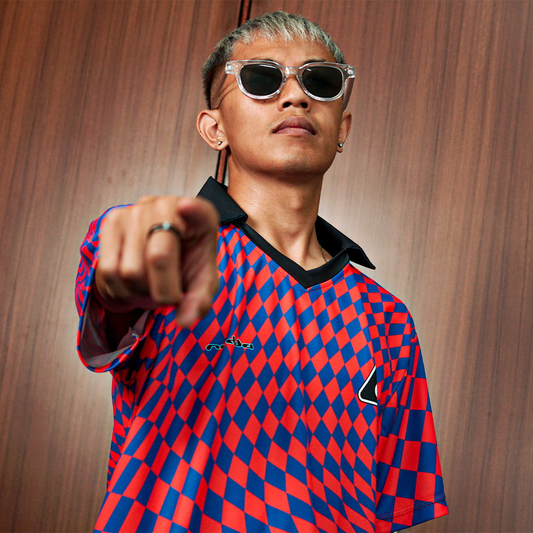 Vintage Jersey Geometris Red And Blue